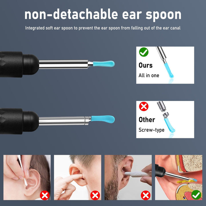 Ear Wax Removal Kit Ear Camera 1920P FHD Wireless Earcleaner Ear Wax Remover with 8 PCS Ear Spoon 3.5Mmwaterproof Ear Wax Removal Kit for Iphone and Android Smartphones