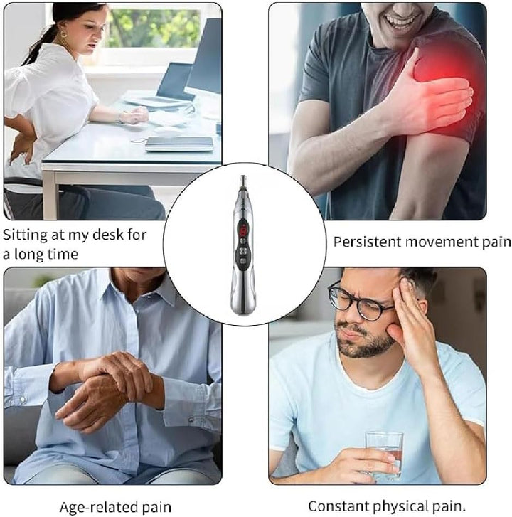 Calmera Acupuncture Healing Pen, Rechargeable Acupuncture Pen, Acupuncture Energy Pen, Pulse Relief Massage Pen with 5 Massage Heads, 9 Power Levels, Electric Meridians Acupuncture Machine