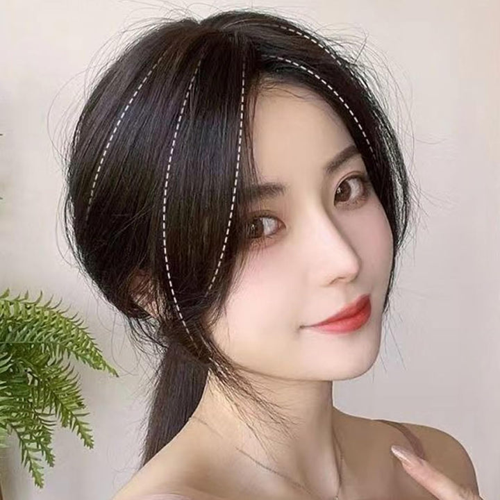 Natural Bangs Toppers Hairpieces for Covering White Loss Hair Bangs Hairpiece Replacement Black Fringe Toupee Wigs for Women with Bangs