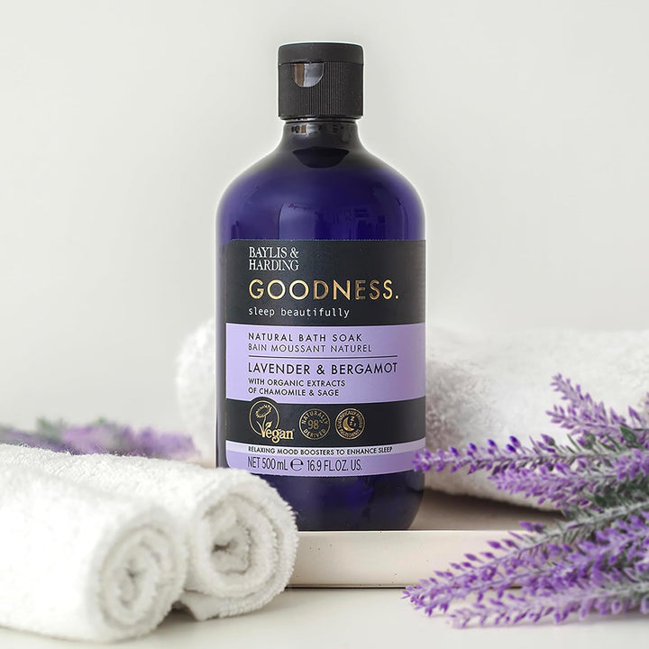 Goodness Sleep Lavender & Bergamot Sleep Bath Soak, 500Ml (Pack of 4) - Vegan Friendly