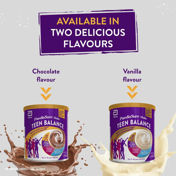 Teen Multivitamin Protein Powder – Chocolate – 400G – Teenager Supplement with 27 Vitamins & Minerals – Vitamin D & Protein – Vegetarian – for Busy Teens 11-16 Yrs Old – by Paediasure Shake