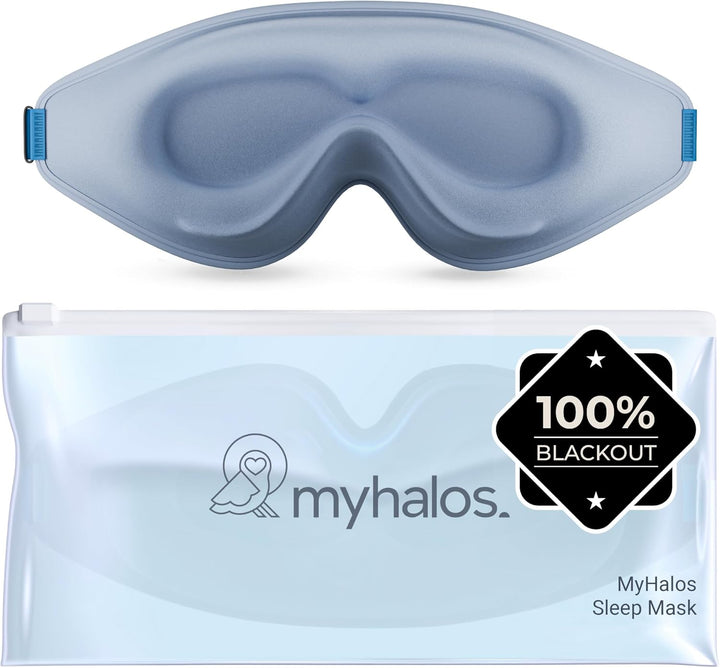 ® 100% Blackout Sleep Masks for Women & Men - Zero Eye Pressure Eye Mask for Sleeping -Our Halo Sleep Mask Includes a Storage Pouch- Black Eye Mask for Travel or Blindfold