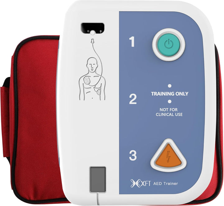 AED Trainer, Defibrillator Trainer Set CPR Training Device with Remote Control, English and Spanish Voice Prompts, 10 Different Scenarios, First Aid Defibrillator Trainee Beginner ( 120C+)