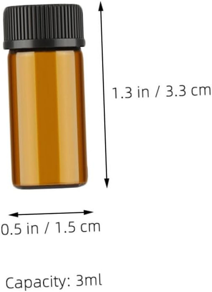 10 Pcs Mini Dark Brown Glass Vials with Grain Lid and Hole Plug Leak-Resistant Bottles for Essential Oils Perfumes Chemistry Samples Portable Travel Dispenser