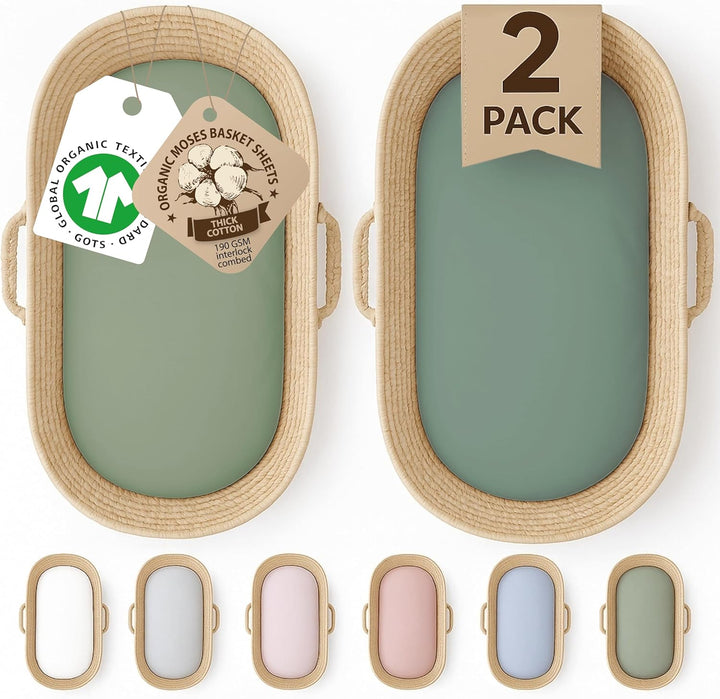 Organic Snuzpod 4 Compatible Crib Sheets - Thickest & Softest 2000GSM GOTS 100% Organic Cotton – Set of 2 Snuzpod Fitted Sheets – Snuzpod 4 Fitted Sheet 40 X 75.5 – Premium Snuzpod Mattress Bedding