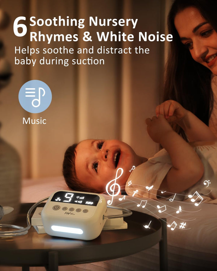 Nasal Aspirator for Baby, Electric Baby Nose Sucker with Larger Suction Chamber and More Powerful Suction, Automatic Nose Cleaner, Night Light & Soothing Music, USB-C Rechargeable & Portable