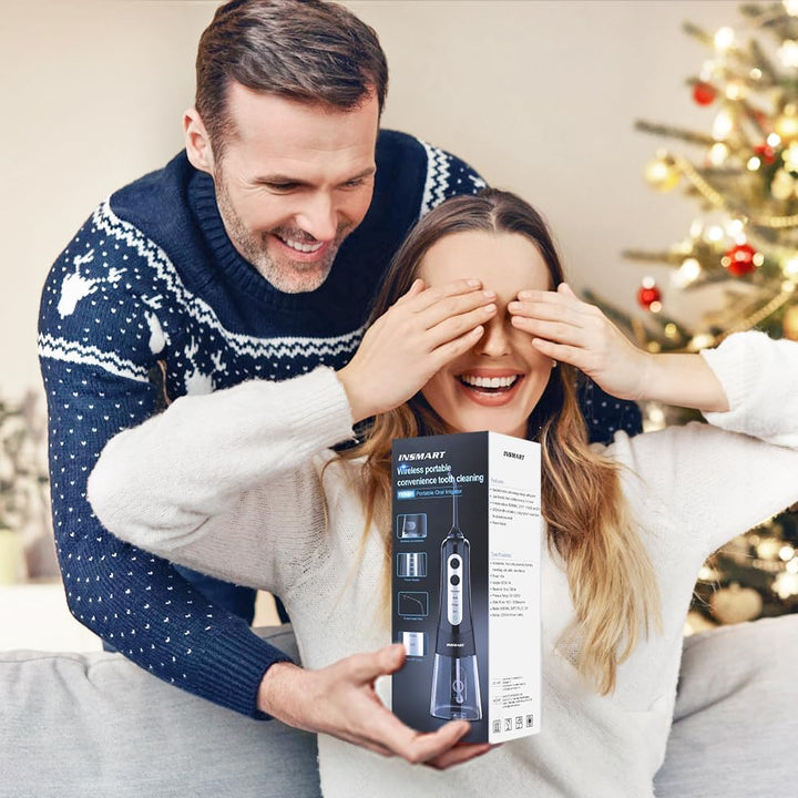 Cordless Water Dental Flosser Teeth Cleaner,  Professional 300ML Tank DIY Mode Rechargeable Dental Oral Irrigator for Home and Travel, IPX7 Waterproof 6 Modes Irrigate Oral Care (Black)