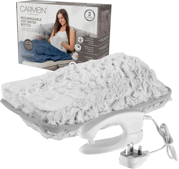 C85043GRY Rechargeable Hot Water Bottle & Cosy Hand, Body Warmer, Fast Heating, No Refill, over Heat Protection, Portable Heating Pad for Pain Relief, Automatic Temperature Control, Grey