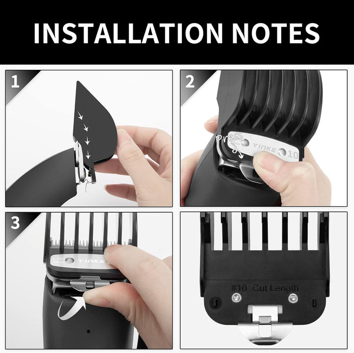 Clipper Guards Cutting Guides for Wahl Hair Clippers with Metal Clip of Model 1.25 in & 1.5 in & 1.75 in & 2 in & 2.25 in & 2.5 In, Fits Most Full Size Wahl Clippers (6PCS, Black)