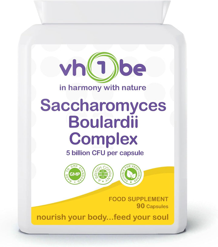Saccharomyces Boulardii Probiotic – 90 Capsules | 5 Billion Friendly Bacteria with Olive Leaf, Biotin & Vitamin D | Natural Yeast Supplement for Gut Balance & Immune Support | UK Made by