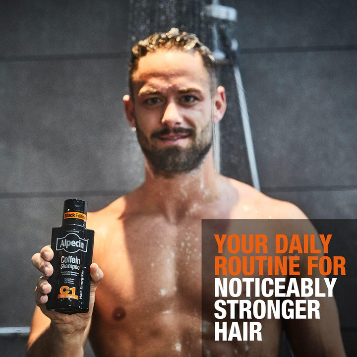 Caffeine Shampoo C1 Black Edition - 2 X 250 Ml - with New Fragrance | Natural Hair Growth for Men | Energy for Strong Hair | Hair Care for Men Made in Germany