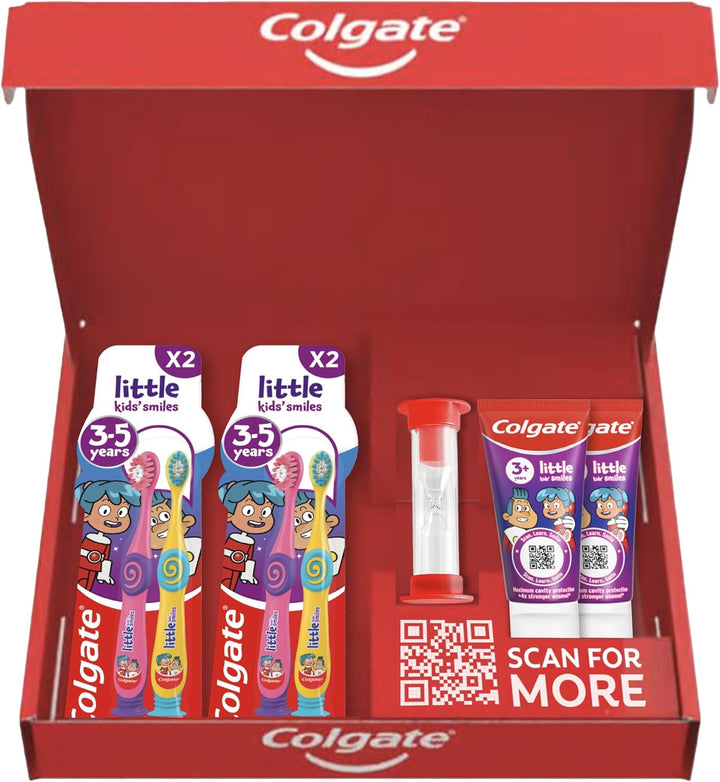 Kids Toothpaste Set 0-2 Years with 2X First Smiles Toothpaste 50Ml & 4X Kids Toothbrushes 0-2 Years - Protects Milk Teeth - Dentist Recommended Level of Fluoride