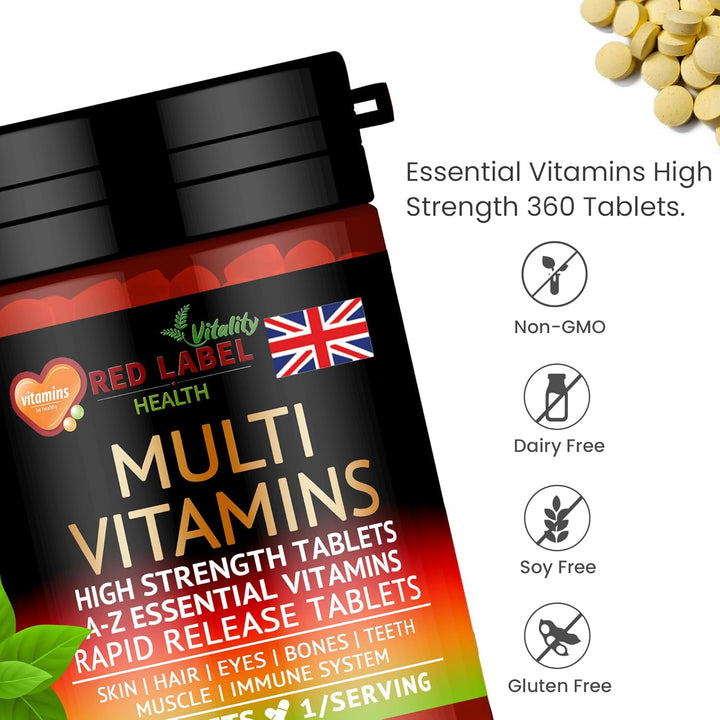 Multivitamin 180 Tablets (6 Months Supply) for Men & Women High Strength Multi Vitamins Supplement for Immune Support & Wellbeing, One a Day Multivitamins