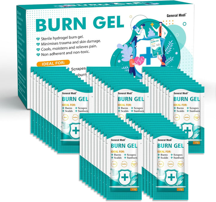 Burn Gel - 25 Packs First Aid Burns Care Scalds Sunburn Dressings Cooling Gel
