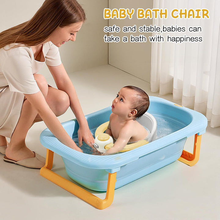Baby Bath Seat for Babies 6 Months & Up, Non-Slip Toddler Sitting up Bathtub Seats, Open Design Infant Bath Tub Chair with 4 Suction Cups for Shower (Yellow)