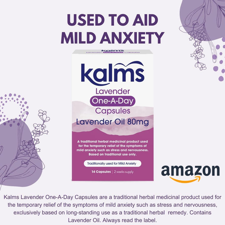 Lavender - One-A-Day - 14 Capsules - a Traditional Herbal Medicinal Product Used for the Temporary Relief of the Symptoms of Mild Anxiety Such as Stress and Nervousness