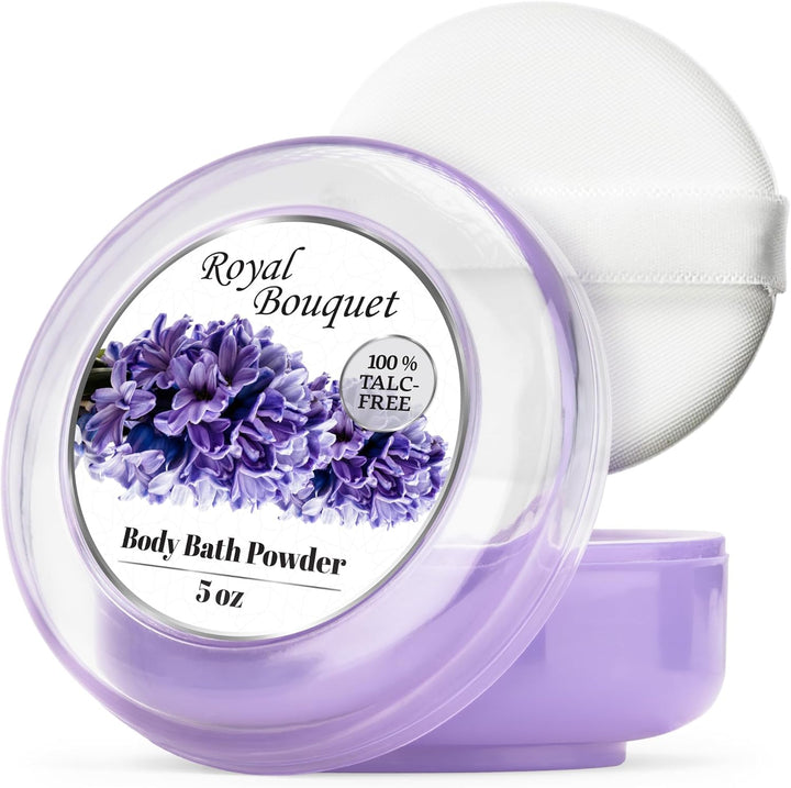 1 Pack Body Powder for Women with Puff, 100% Talc-Free, Elegant Rose Petals Scented Dust, after Bath for Soft Skin, Extra Large,(5Oz)