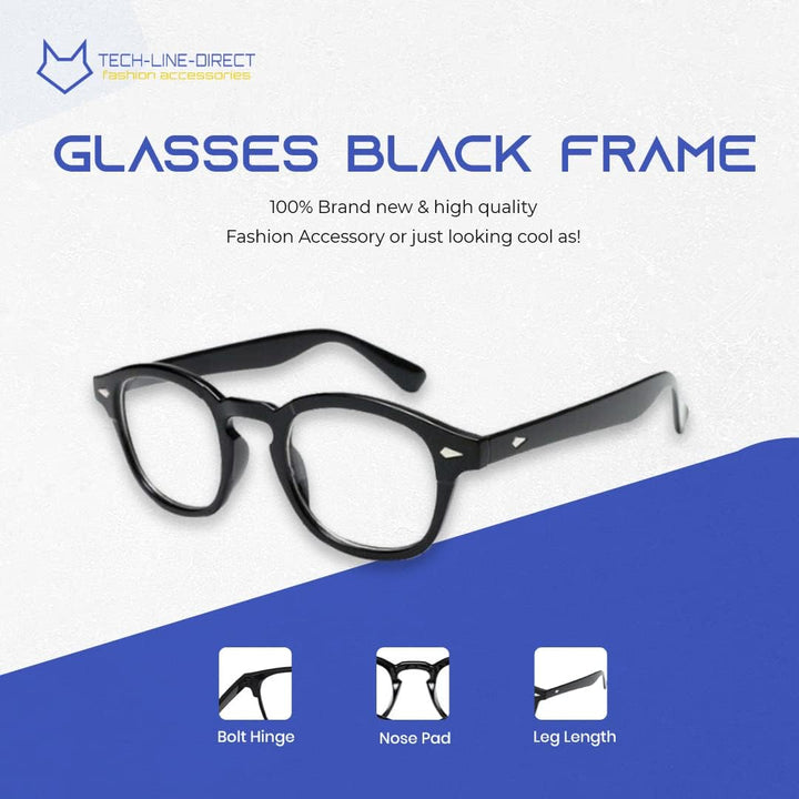 TECH-LINE-DIRECT 2022 Glasses Black Frame Men Johnny Depp Style Designer Glasses Women Optical Spectacle Frames Vintage Clear Lens Eyeglasses Male