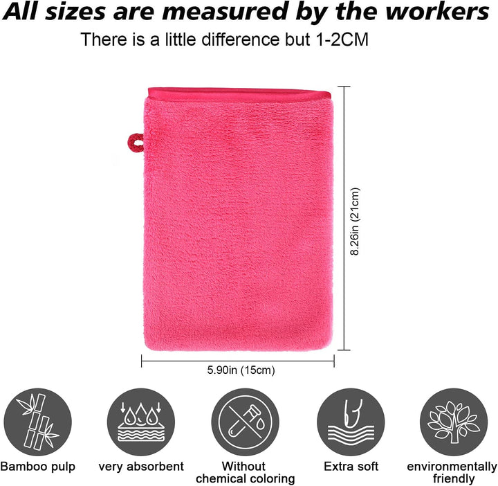 10 Pack Microfiber Body Wash Mitts, Flannel Soft Face Mitten, Bath Spa Cloth, Reusable Makeup Remover Mitt Gloves, European Style Wash Cloth,15 * 21Cm, 5 Colors