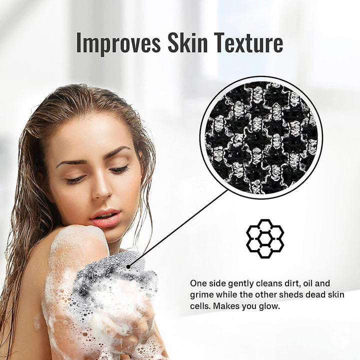 2 Pcs Japanese Exfoliating Shower Towel - Antibacterial, Multi - Use for Scrubbing, Lathering and Dead Skin Removal, Ideal for Sensitive Skin Adults