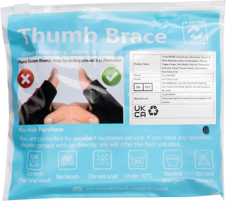 Reversible Thumb & Wrist Stabilizer Splint for Trigger Finger, Pain Relief, Arthritis, Tendonitis, Sprained, Carpal Tunnel, Breathable