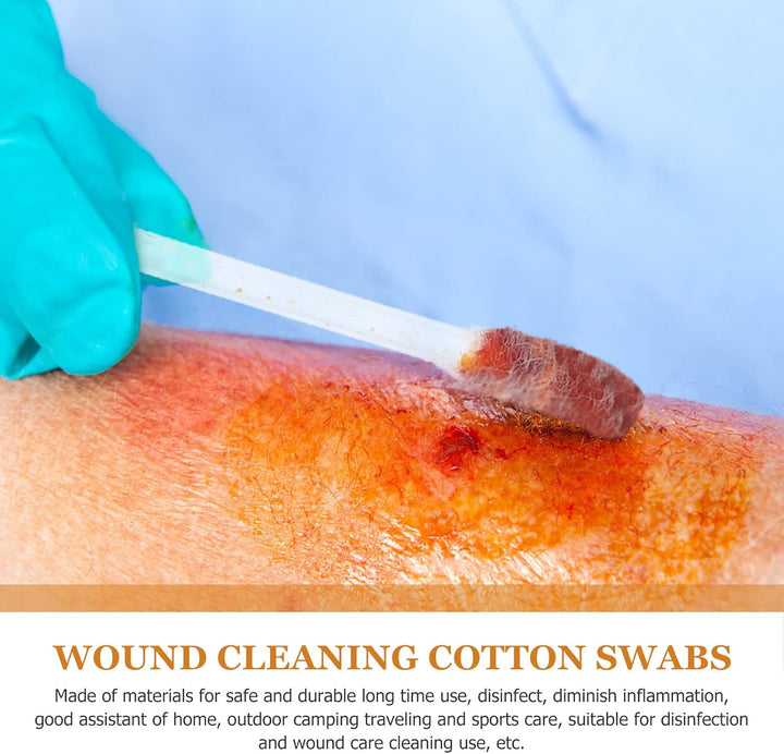 100 Pieces Disposable Iodine Cotton Swabs, Iodine for Wounds Cotton Swabs, Portable Individually Wrapped Medical Cotton Buds for Nasal Ears Bruise, Emergency Wound Care