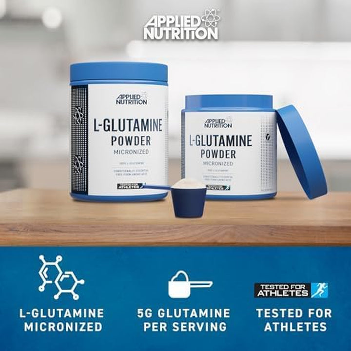 L Glutamine Powder - Amino Acid, Muscle Strength & Recovery, Boosts Immune System, Unflavoured (500G - 100 Servings)