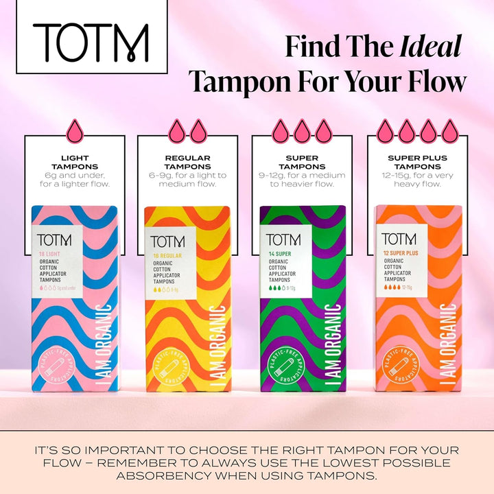 Organic Tampons with Biodegradable Cardboard Applicator | Medium Pack of 16 | Made from Cotton | Soft & Sustainable Natural Tampons for Leak-Free Comfort