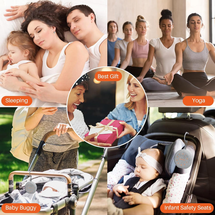 Portable White Noise Machine Baby, Rechargeable Sound Machine with 40 Soothing Sounds, Battery Indicator, Timer & Night Light, Sound Therapy White Noise Machine for Adults Baby Kids