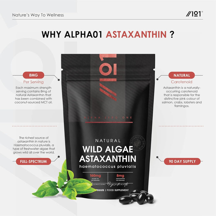 Wild-Algae Astaxanthin 160Mg - High Strength Providing 8Mg Astaxanthin Antioxidant - 180 Softgels - Resealable and Recyclable Pouch by