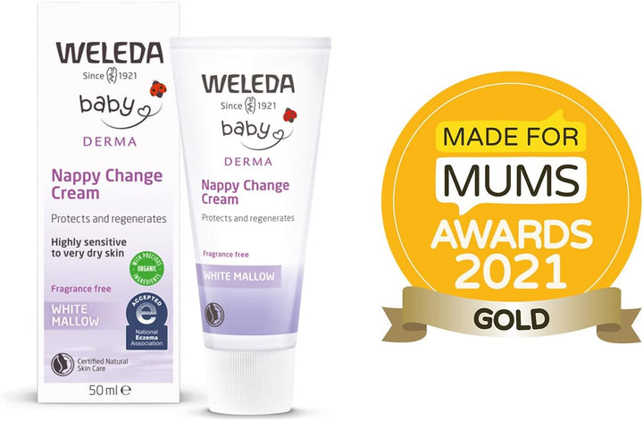 Baby Derma Nappy Cream, White Mallow, Barrier Cream for Baby, Dermatologically Tested for Very Dry Skin, Developed by Professionals, Fragrance Free, 50 Ml