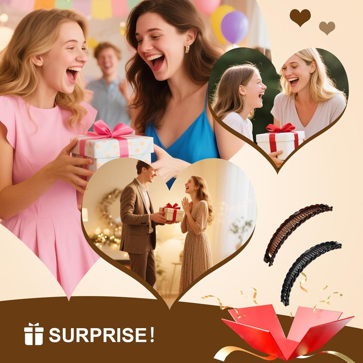 Banana Clip, 2Pcs Banana Hair Comb, Double Comb, Long Hair Clips, Fishtail Hair Clips for Women Girls