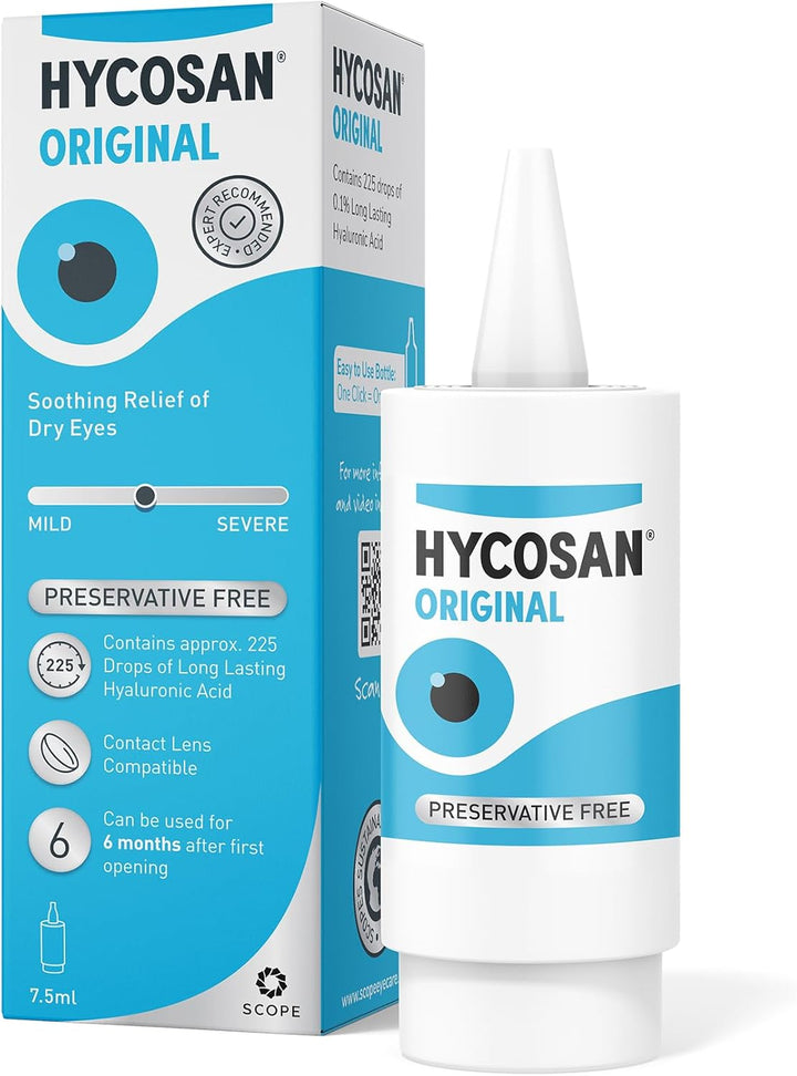 Original - Preservative Free Eyedrops - Sodium Hyaluronate 0.1% - Eye Drops for Mild to Moderate Dry Eyes and Contact Lens Irritation - 7.5Ml