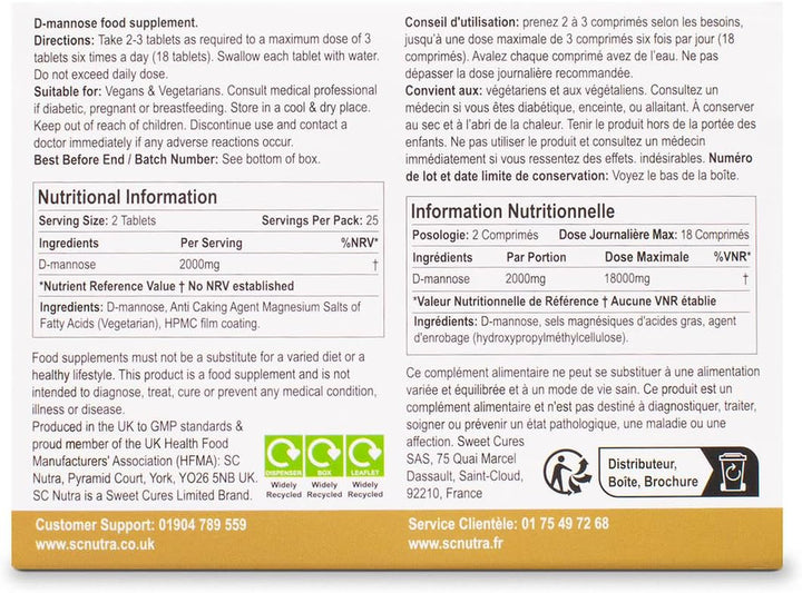 Waterfall D-Mannose Tablets 1000Mg - Dmannose Naturally Sourced from Birch - Suitable for Vegetarians & Vegans -  ()