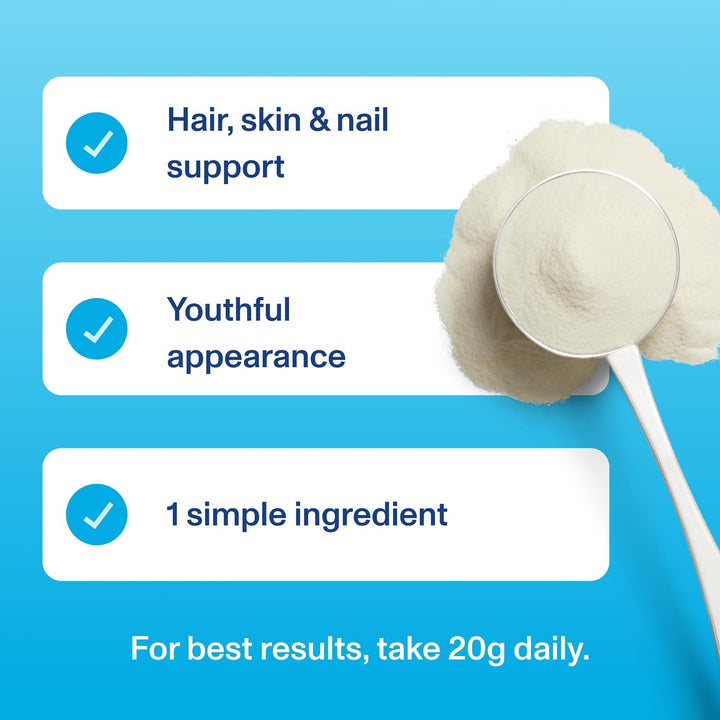 Collagen Peptides Powder Supplement (Type I, III), Unflavoured Hydrolyzed Collagen-Hair, Skin, Nail Support Supplement, Paleo, Gluten Free, Non-Gmo, 20G per Serving 587G Canister, 1Pack