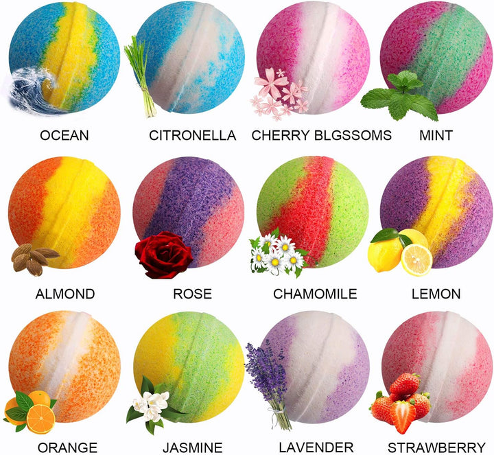 Bath Bombs, 12 Organic & Natural Handcrafted Bubble Bath Gift Set