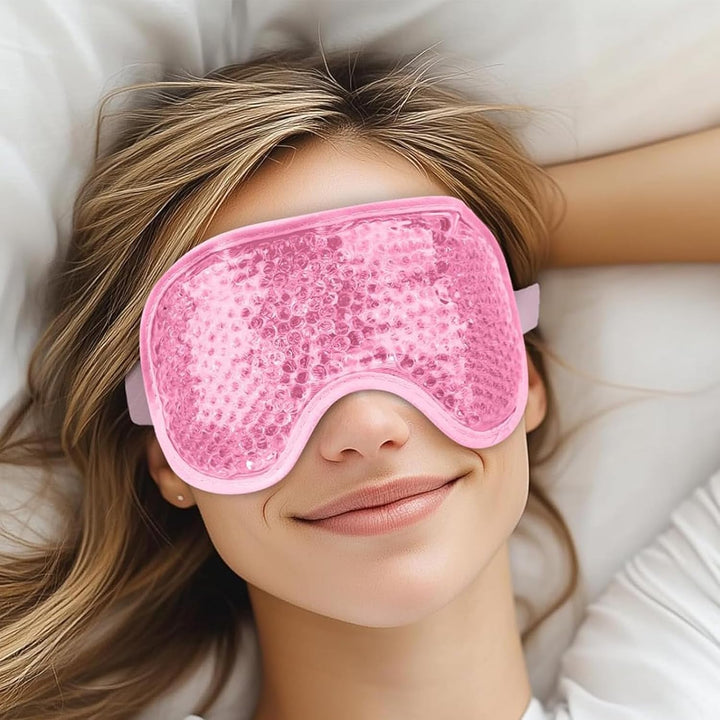 Cooling Eye Mask for Puffy Eyes, Reusable Hot Cold Therapy Gel Cold Eye Mask for Migraine, Headache, Dark Circles, Dry Swollen Eyes, Sinus Pain-Green (Pink 2Pcs)