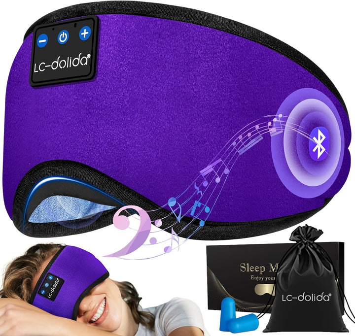 Bluetooth Sleep Mask Headphones 200% Blackout 3D Deep Eye Mask with Headphones Bluetoothv5.4 Can Play 15Hrs Breathable Eye Mask with Bluetooth Earphones for Travel,Nap Sleeping,Shift Work