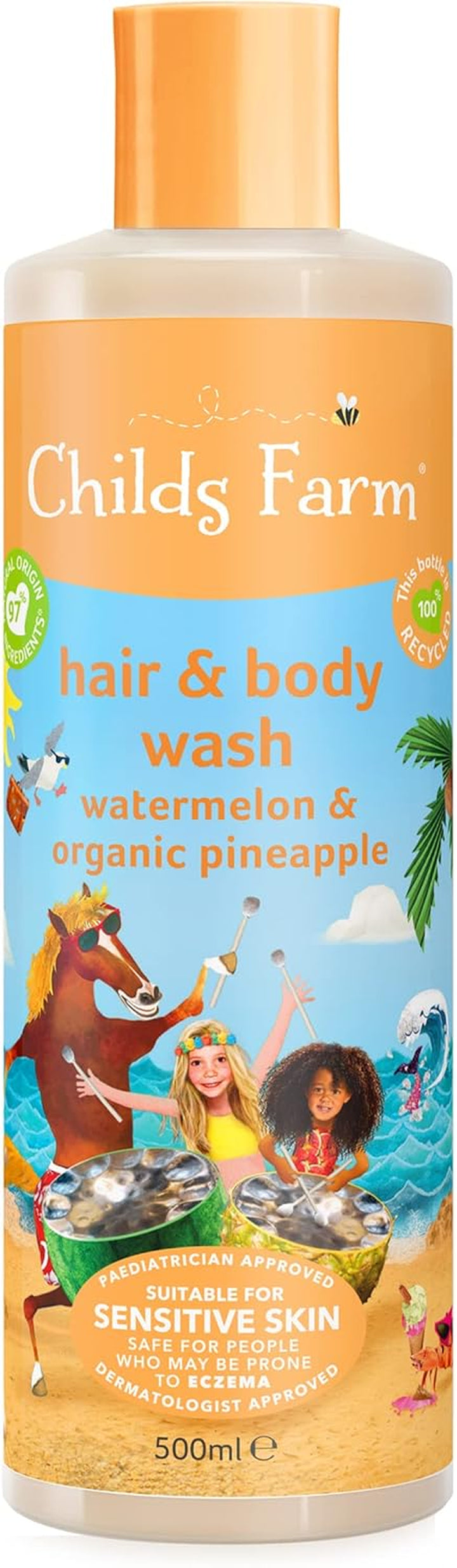 | Kids Hair & Body Wash 250Ml | Watermelon & Organic Pineapple | Gently Cleanses | Suitable for Dry, Sensitive & Eczema-Prone Skin