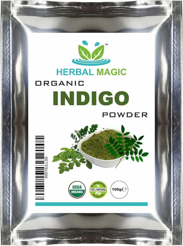 'S Organic Indigo Powder for Hair, USDA, Herbal Hair Dye, Natural Hair Mask/Color - Free from Fillers & Preservatives-100G