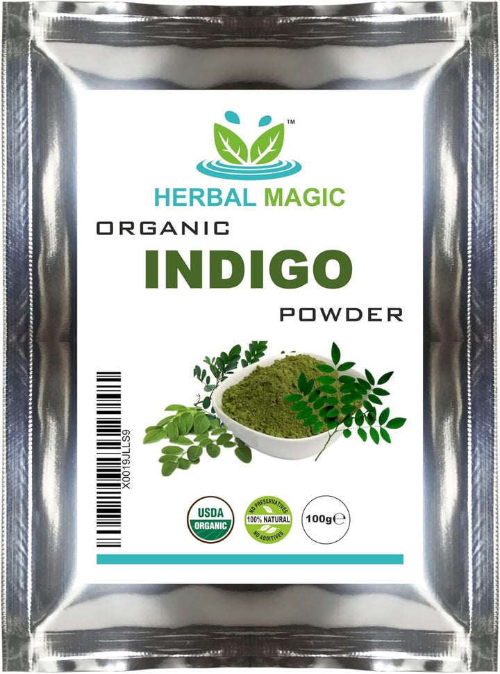 'S Organic Indigo Powder for Hair, USDA, Herbal Hair Dye, Natural Hair Mask/Color - Free from Fillers & Preservatives-100G