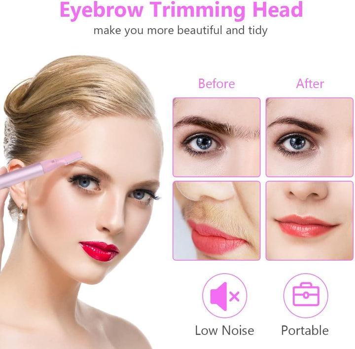 Eyebrow Hair Removal for Women Men, Upgraded Mini Portable Eyebrow Trimmer, Painless Face Hair Shaver Electric Eyebrow Razor for Brows Face Cheek Lips Peach Fuzz
