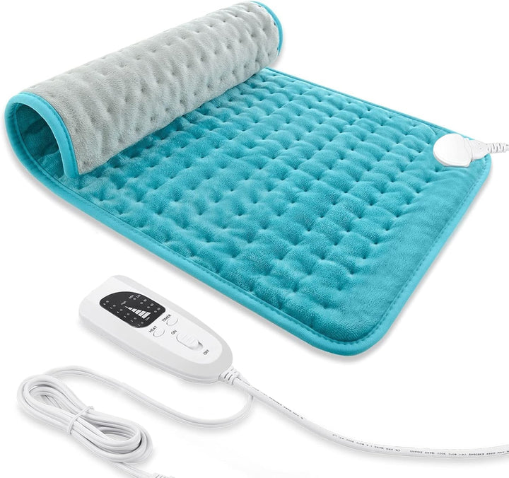 Heating Pad, Electric Heat Pad with Automatic Switch-Off and 6 Temperature Levels Heating Pad for Back Neck Shoulder Belly Heating Technology - Machine Washable. (12" X 24", Silver Gray)