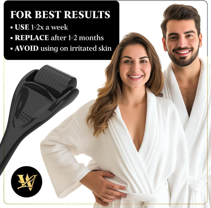 Derma Roller 1.0Mm for Skin, Hair & Beard – Women and Men Titanium Microneedling Roller for Face & Scalp, Safe & Easy to Use