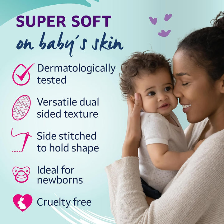 Baby Cotton Wool Oval Pads, Certified Organic, 100% Pure Cotton Wool, Soft and Absorbent, Gentle on Baby'S Delicate Skin, Dermatologically Tested, Ideal for Newborns, Pack of 50 Oval Pads