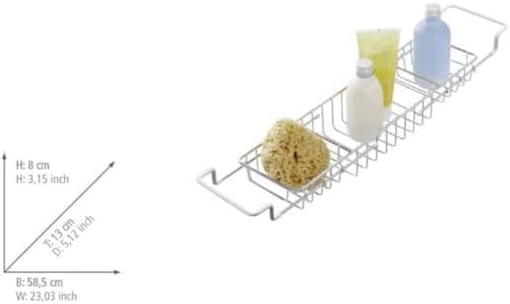 Extendable Bath Tub Rack Bridge Scratch-Proof Storage Tray Caddy with Chrome Finish 66.6 X 13.4 X 7.4 Cm