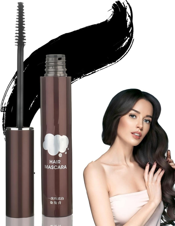 Temporary Root Touch Up,Hair Mascara for Grey Hair,Black Hair Mascara for Grey Hair Cover Up,Root Touch up Stick with Brush,Suitable for Both Men &Women,Quick Dry Gray Root Cover up Smudge(Black)