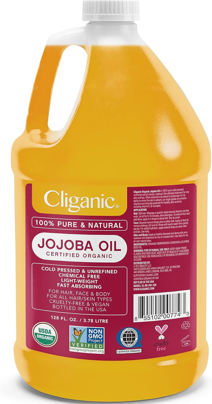 Certified Organic Moisturizing Jojoba Oil 120Ml | 100% Pure Natural Cold Pressed Unrefined, Hexane Free Carrier Oil | for Hair Face & Nails |  90 Days Warranty