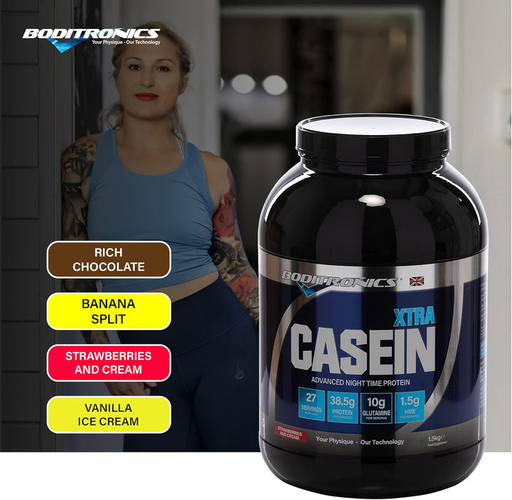 1.5Kg Casein Xtra, Slow Release Protein Powder with Contains Micellar Casein Supplement Amino Acids, Glutamine Protein Shakes (Strawberries & Cream) Casein protein, Slow-digesting protein, Protein supplement, Protein powder, Muscle recovery protein, Fitne