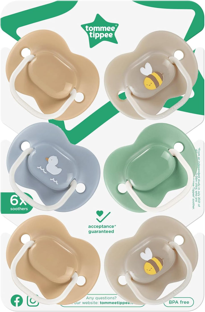 Anytime Soothers, 18-36M, 6 Pack, Symmetrical Teat Sits Anyway Up, Bpa-Free Silicone Dummy, Orthodontic Design